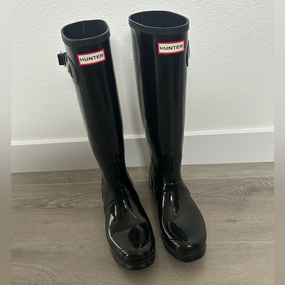 Tall Gloss Hunter Boots - Picture 1 of 10